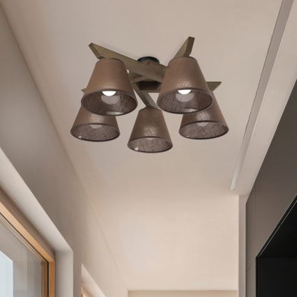 Brilagi - LED Плафониера ANTHONY 5xE14/40W/230V дъб орех/кафяво