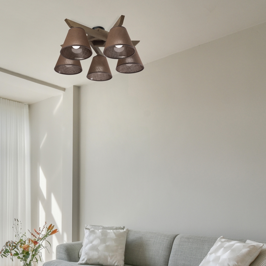 Brilagi - LED Плафониера ANTHONY 5xE14/40W/230V дъб орех/кафяво