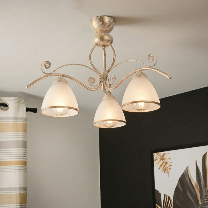 Brilagi - LED плафониера ANTICO 3xE27/60W/230V 3000K бяла патина