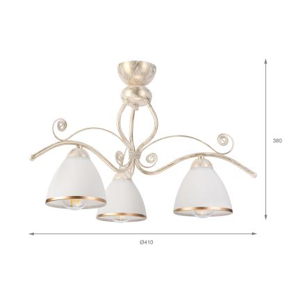 Brilagi - LED плафониера ANTICO 3xE27/60W/230V 3000K бяла патина