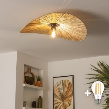 Brilagi - LED плафониера CERIA BOHO 1xE27/40W/230V диам. 60 см рафия