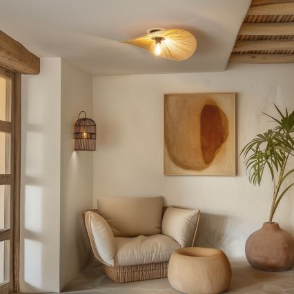 Brilagi - LED плафониера CERIA BOHO 1xE27/40W/230V диам. 60 см рафия