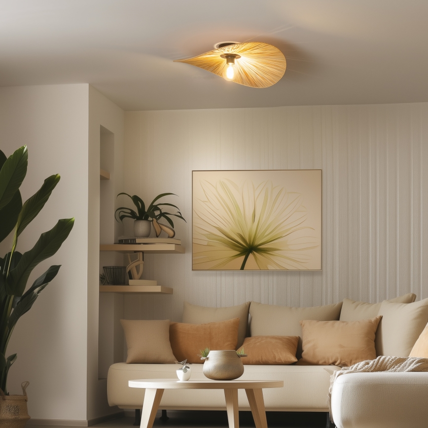 Brilagi - LED плафониера CERIA BOHO 1xE27/40W/230V диам. 60 см рафия