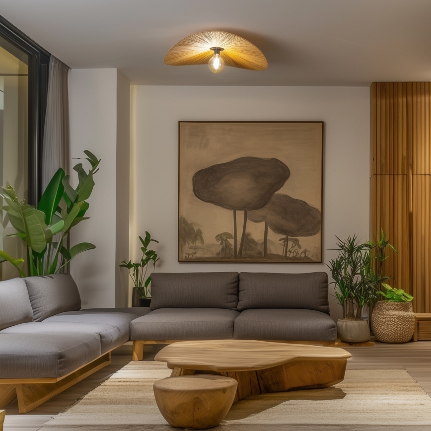 Brilagi - LED плафониера CERIA BOHO 1xE27/40W/230V Ø 80 см, рафия