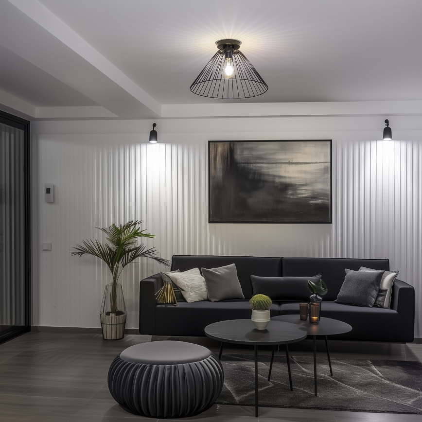 Brilagi - LED плафониера CERIA WIRE 1xE27/40W/230V Ø 45 см черна