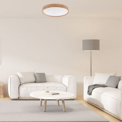 Brilagi - LED Димируем плафон MANAROLA SMART LED/36W/230V 2700-6500K дъб Ø 51 см Wi-Fi + дистанционно управление Tuya