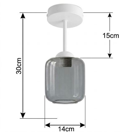 BRILAGI - LED повърхностно монтиран полилей RETRO GLASS 1xE27/60W/230V Ø 14 см бял/димно сив