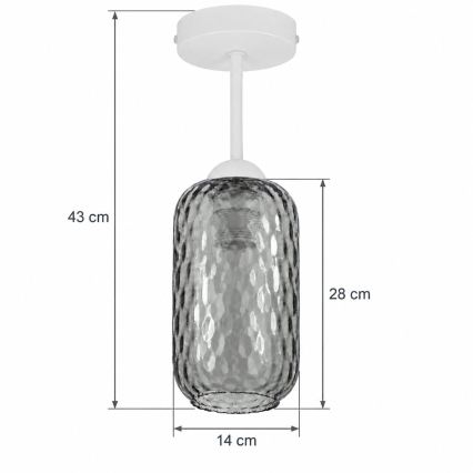 BRILAGI - LED плафон RETRO GLASS 1xE27/60W/230V Ø 14 см бял/димчато сив
