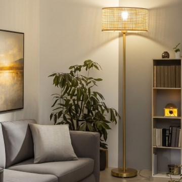 Brilagi - LED подова лампа CERIA 1xE27/20W/230V Ø 25 см бамбук/златист