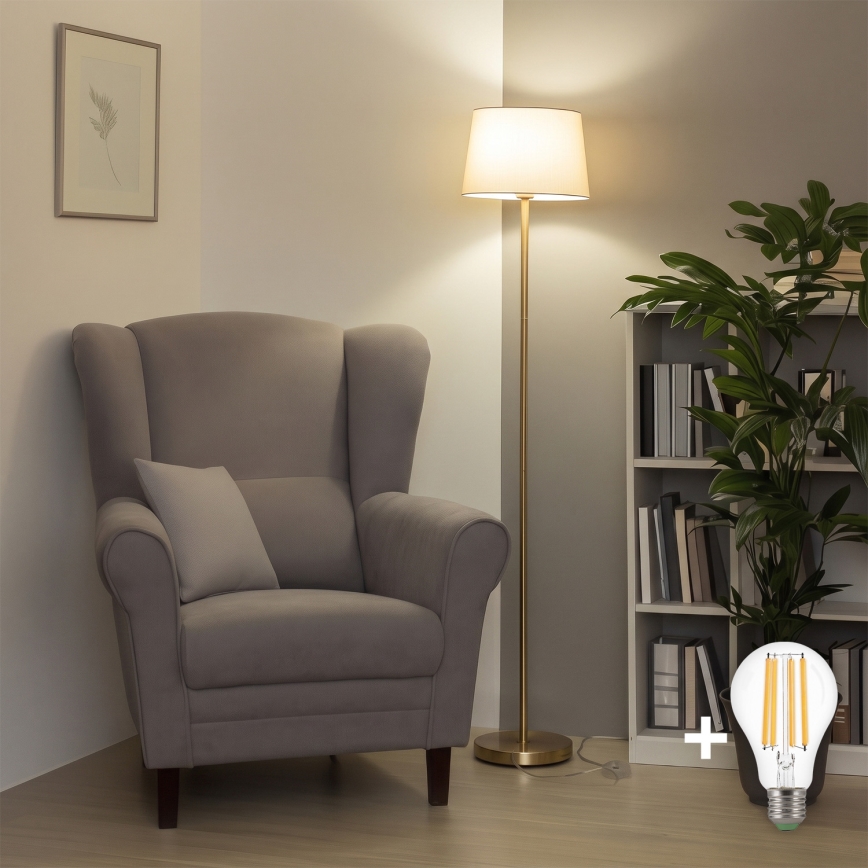 Brilagi - LED подова лампа CERIA 1xE27/20W/230V Ø 30 см бежова/златна