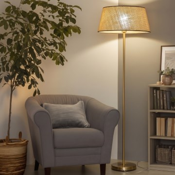 Brilagi - LED подова лампа CERIA 1xE27/20W/230V Ø 50 см бежова/златиста