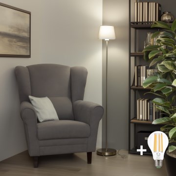 Brilagi - LED подова лампа CERIA 1xE27/40W/230V Ø 20,5 см сива/матов хром