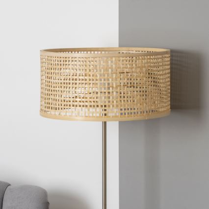 Brilagi - LED подова лампа CERIA 1xE27/40W/230V Ø 25 см бамбук/матов хром