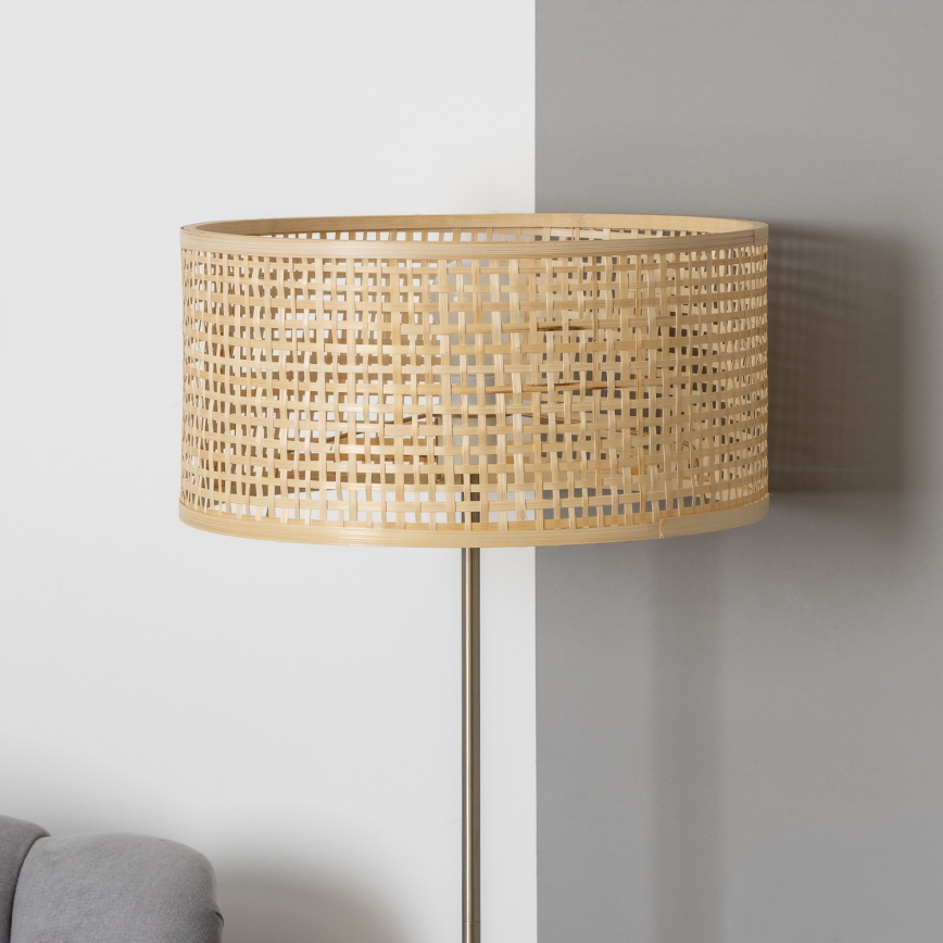 Brilagi - LED подова лампа CERIA 1xE27/40W/230V Ø 25 см бамбук/матов хром