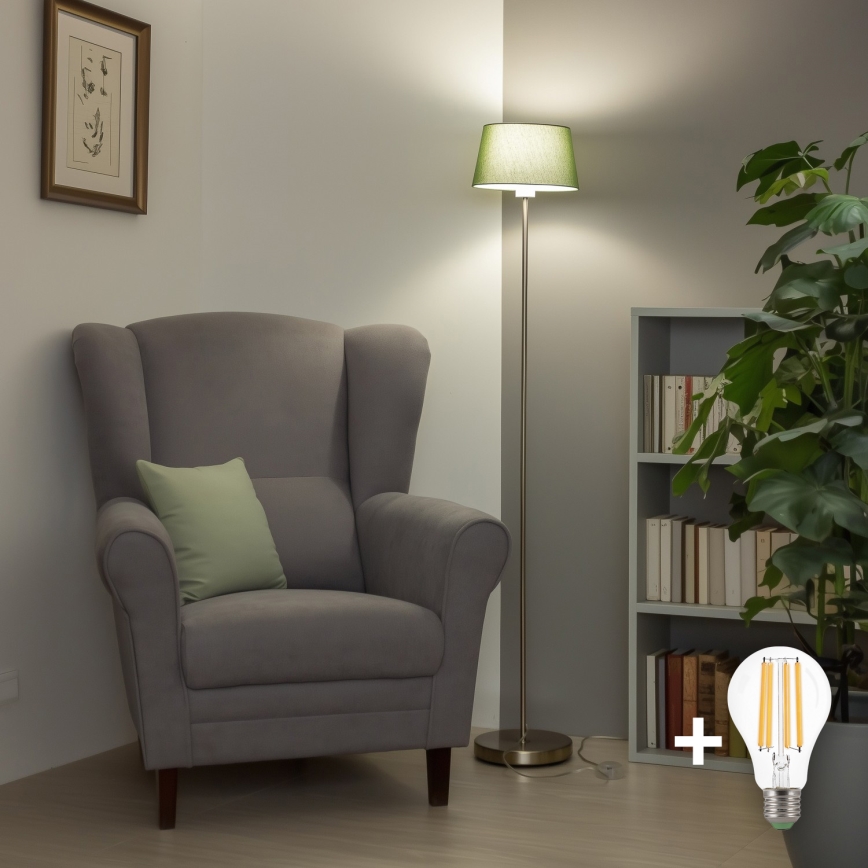 Brilagi - LED подова лампа CERIA 1xE27/40W/230V, Ø 25 см, зелена / матов хром