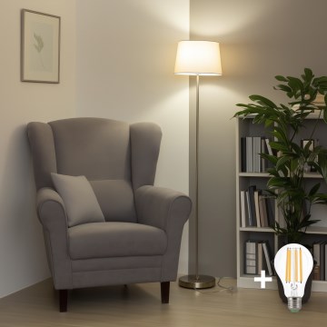 Brilagi - LED подова лампа CERIA 1xE27/40W/230V Ø 30 см бежова/матов хром