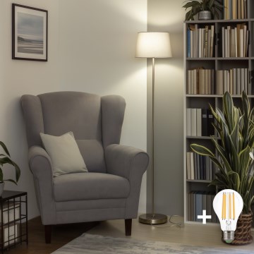 Brilagi - LED подова лампа CERIA 1xE27/40W/230V Ø 30 см сива/матов хром