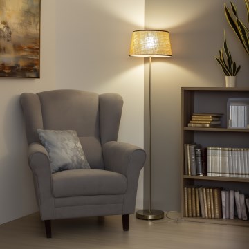 Brilagi - LED подова лампа CERIA 1xE27/40W/230V Ø 35 см бежова/матов хром