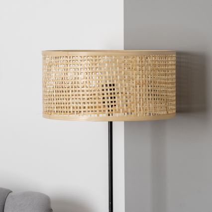 Brilagi - LED подова лампа CERIA 1xE27/40W/230V Ø 40 см бамбук/черна