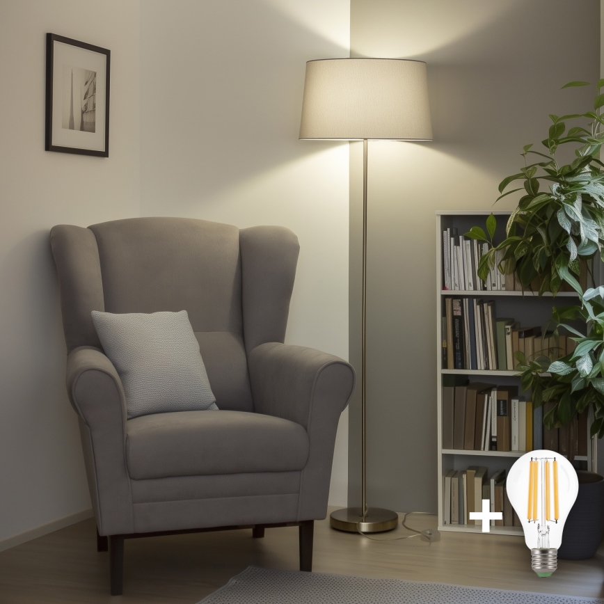 Brilagi - LED подова лампа CERIA 1xE27/40W/230V Ø 45 см сива/матов хром