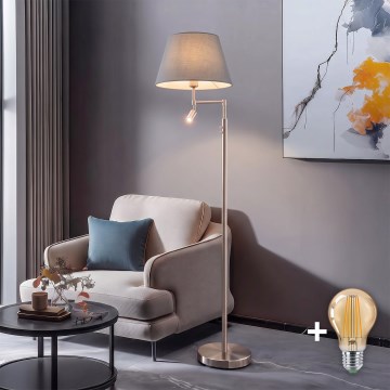 BRILAGI - LED подова лампа CERIA 1xE27/60W/230V + LED/2,1W Ø 30 см матов хром/сив