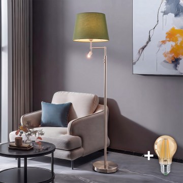 BRILAGI - LED подова лампа CERIA 1xE27/60W/230V + LED/2,1W Ø 30 см матов хром/зелена