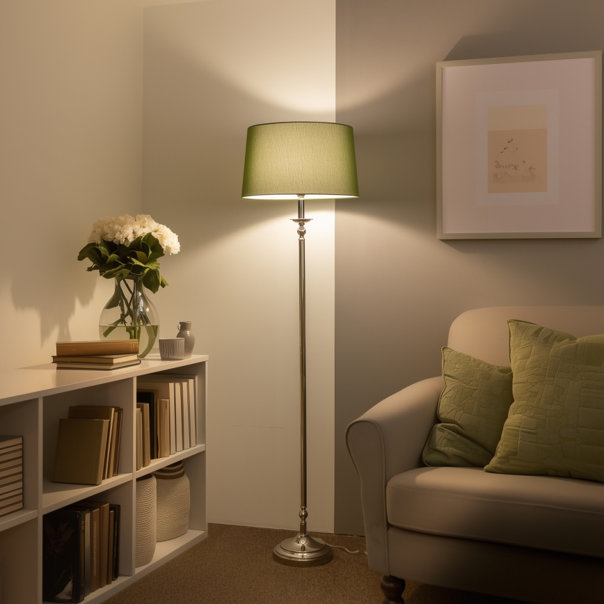 Brilagi - LED подова лампа CERIA 1xE27/60W/230V Ø 45 cm лъскав хром/зелен