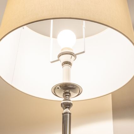 Brilagi - LED подова лампа CERIA 1xE27/60W/230V Ø 45 см лъскав хром/бежова