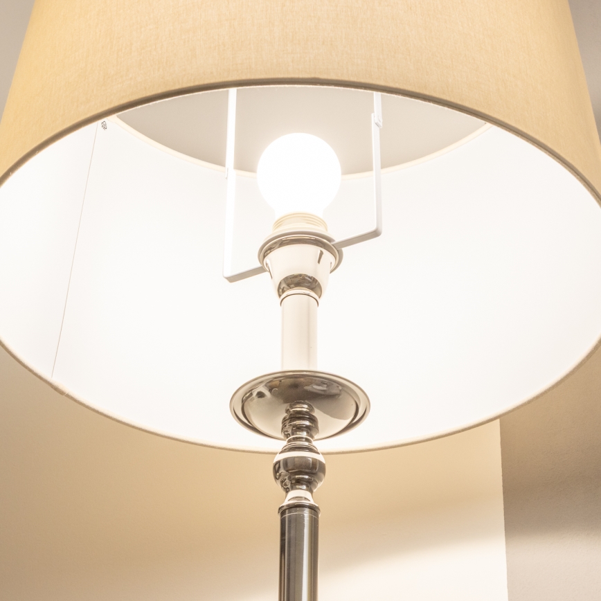 Brilagi - LED подова лампа CERIA 1xE27/60W/230V Ø 45 см лъскав хром/бежова