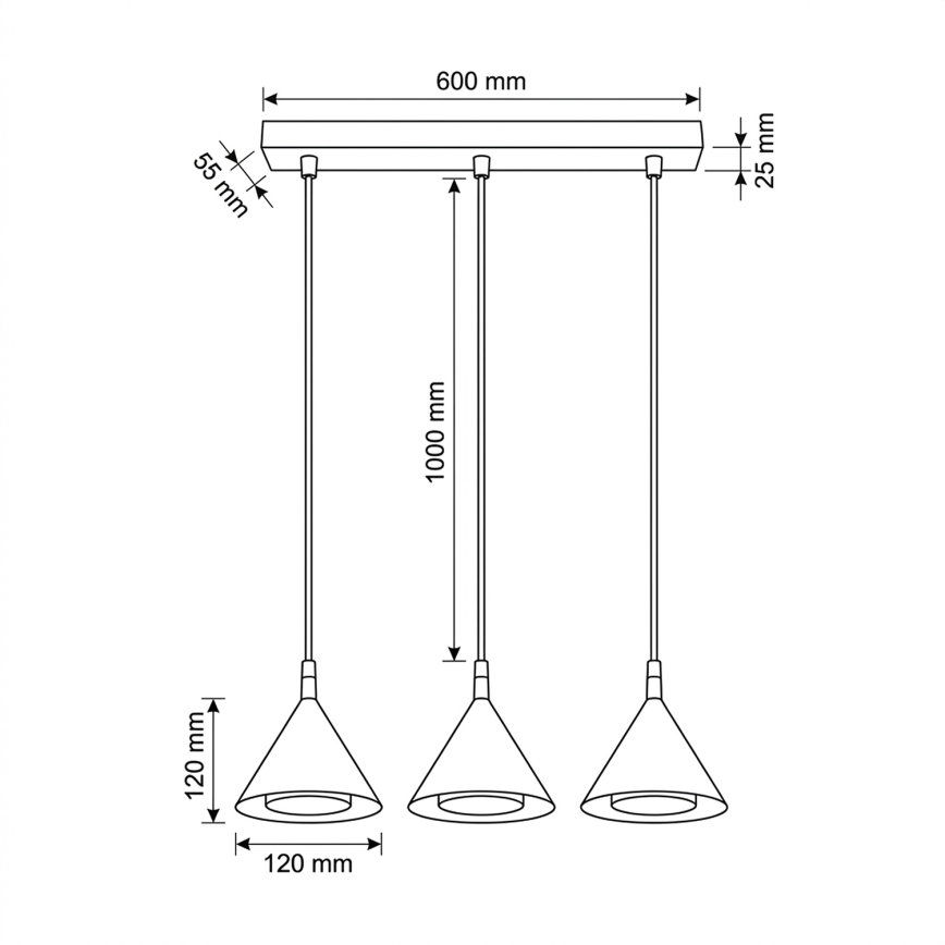 BRILAGI - LED Подвесен полилей на кабел CONE TRIPLE 3xGX53/15W/230V бежов