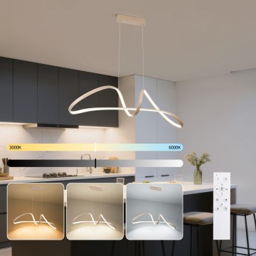 Brilagi - LED подвесен полилей на кабел с възможност за димиране TWISTER LED/60W/230V 3000-6000K бежов + дистанционно управление