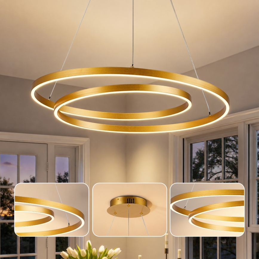Brilagi - LED димируем полилей на кабел TWISTER LED/75W/230V 3000-6000K Ø 70 cm златист + дистанционно управление
