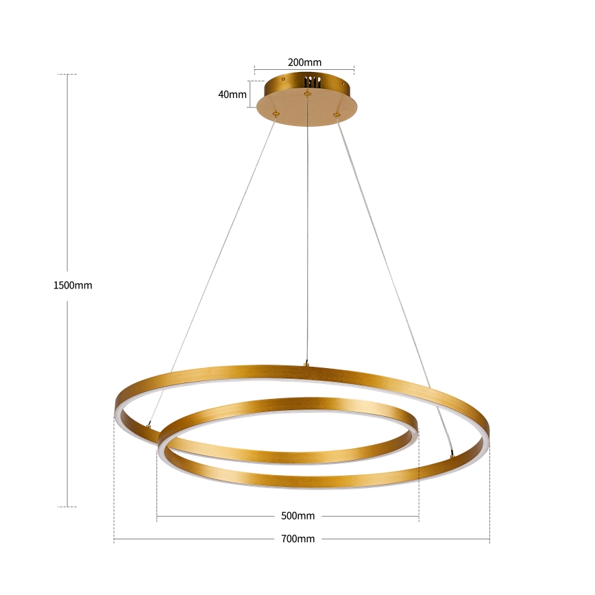 Brilagi - LED димируем полилей на кабел TWISTER LED/75W/230V 3000-6000K Ø 70 cm златист + дистанционно управление