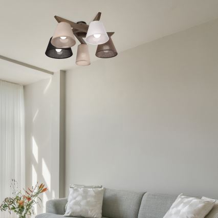 Brilagi - LED Плафониера ANTHONY 5xE14/40W/230V дъб орех