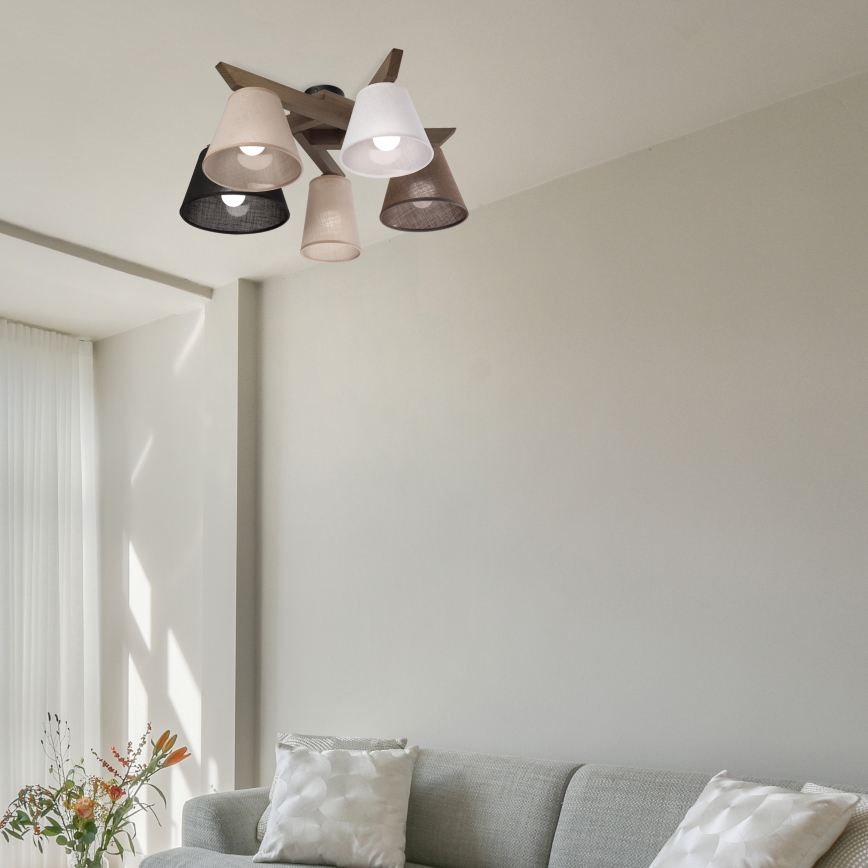 Brilagi - LED Плафониера ANTHONY 5xE14/40W/230V дъб орех