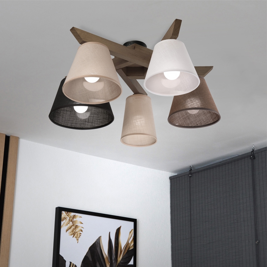 Brilagi - LED Плафониера ANTHONY 5xE14/40W/230V дъб орех