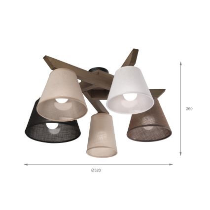 Brilagi - LED Плафониера ANTHONY 5xE14/40W/230V дъб орех