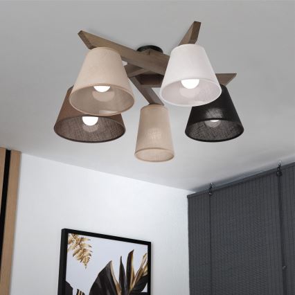 Brilagi - LED Плафониера ANTHONY 5xE14/40W/230V дъб орех