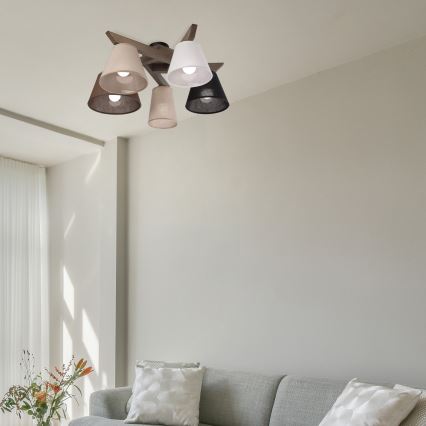 Brilagi - LED Плафониера ANTHONY 5xE14/40W/230V дъб орех