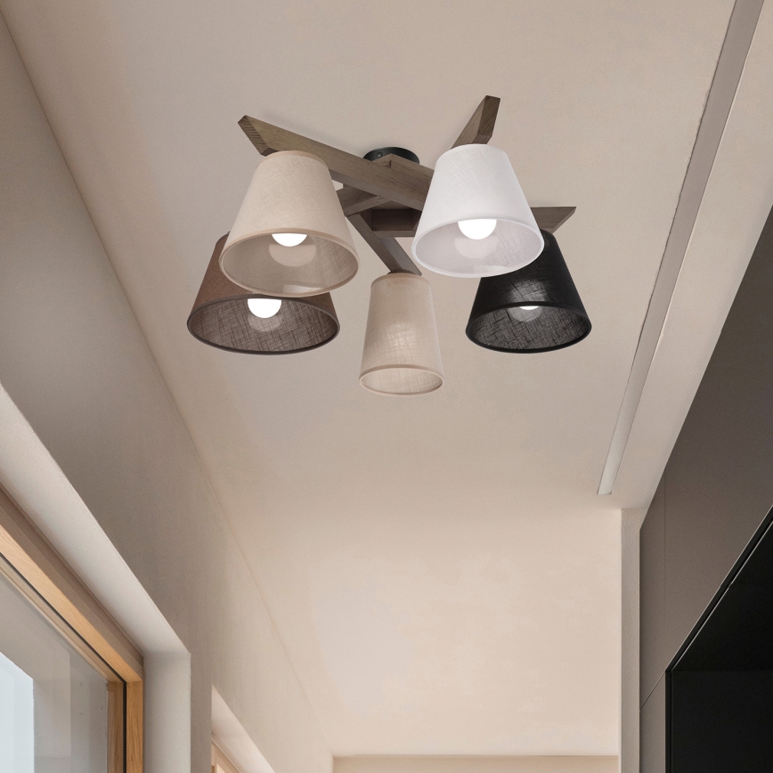 Brilagi - LED Плафониера ANTHONY 5xE14/40W/230V дъб орех