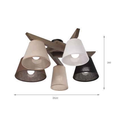 Brilagi - LED Плафониера ANTHONY 5xE14/40W/230V дъб орех
