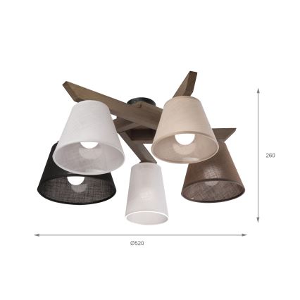 Brilagi - LED Плафониера ANTHONY 5xE14/40W/230V дъб орех