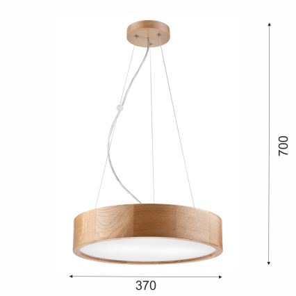 Brilagi - LED полилей на кабел CARVALHO 2xE27/60W/230V дъб пр. 37 см