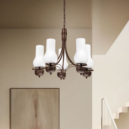 Brilagi - LED полилей на верига COTTAGE 5xE14/40W/230V дъб/бял