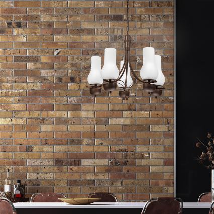 Brilagi - LED полилей на верига COTTAGE 5xE14/40W/230V дъб/бял