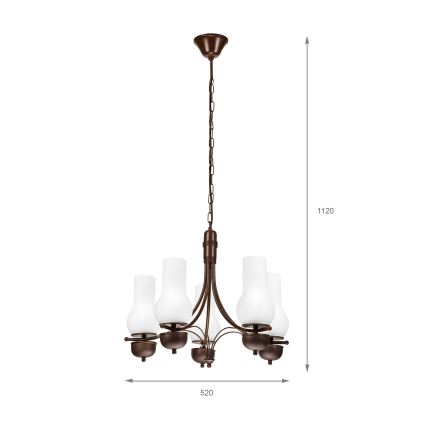 Brilagi - LED полилей на верига COTTAGE 5xE14/40W/230V дъб/бял