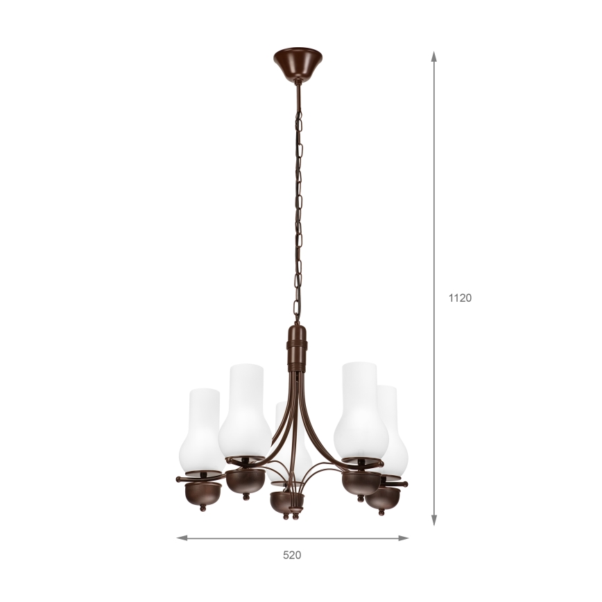 Brilagi - LED полилей на верига COTTAGE 5xE14/40W/230V дъб/бял