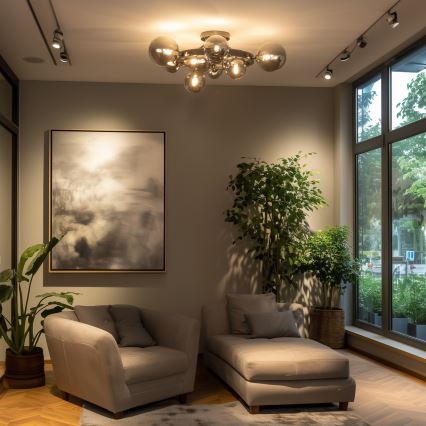 Brilagi - LED полилей MILLA 10xG9/3W/230V черен хром/опушено стъкло