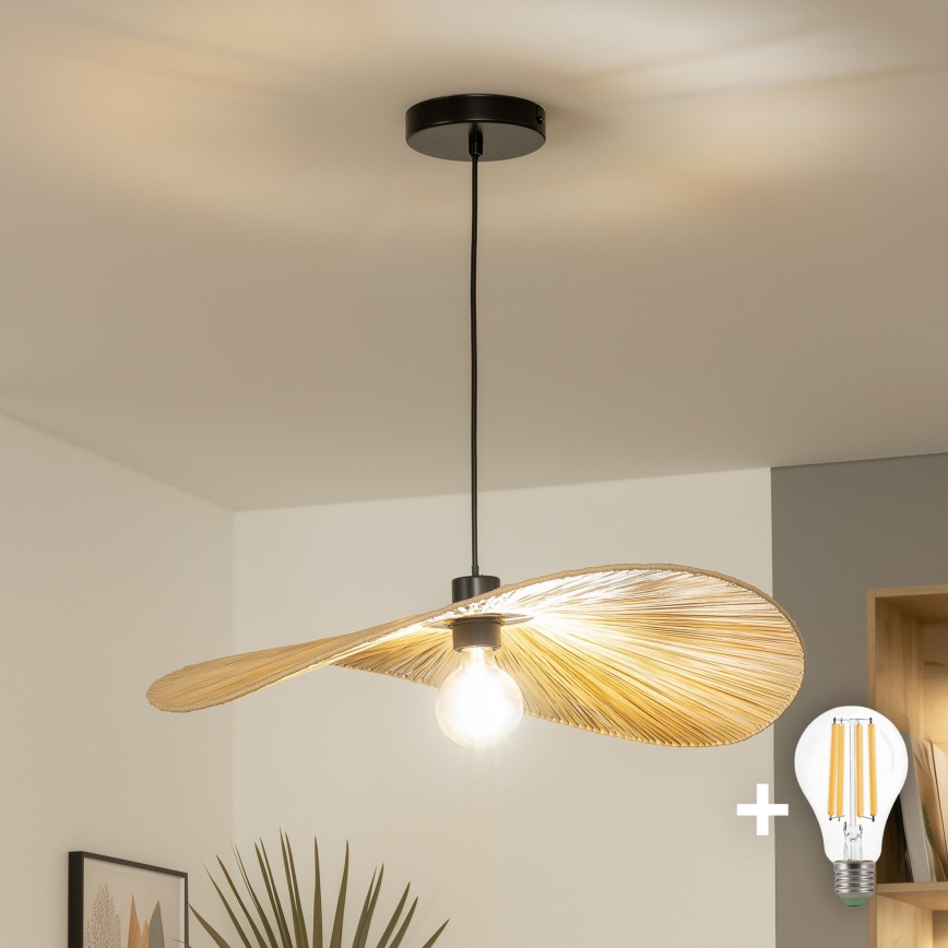 Brilagi - LED полилей на шнур CERIA BOHO 1xE27/40W/230V диам. 60 см рафия