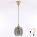 Brilagi - LED полилей на шнур RETRO GLASS 1xE27/60W/230V Ø 14 см бежово/димно сиво